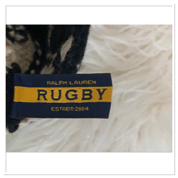 Rugby Ralph Lauren Skull Knit Beanie Cap Wool Black Cream One Size - Picture 3 of 4